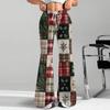 Women's Fashion Loose Drawstring Waist Christmas Plaid Printed Casual Sports Pants Casual Flared Pants