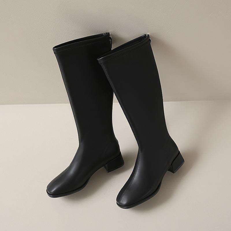 Boots for Women But Over the Knee 2024 New Soft Leather Thick Heel Thin High Boots Autumn and Winter British Style High Heel Knight Boots for Women
