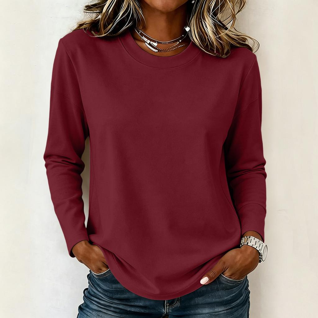 Women's Loose Fit Long Sleeve Top Casual Comfortable Pullover Lightweight Soft Fabric Relaxed Style Everyday Wear