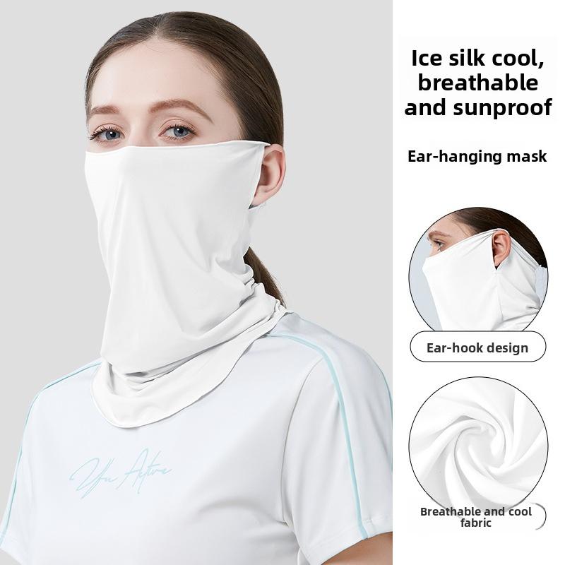 Outdoor Cooling Face Breathable Bandanas Scarf neck Gaiter With Ear Loops for Cycling Running Fishing for Women & Men белый