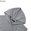 ZANZEA Women Summer Casual Short Sleeve Hoodies Long Dress