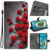 Handmade PU Leather Flip Case for iPhone X/11/12/13/14/15/16/17 Series - Anti-Slip Shockproof Cover with Wrist Strap & Heart/Rose Cat Designs
