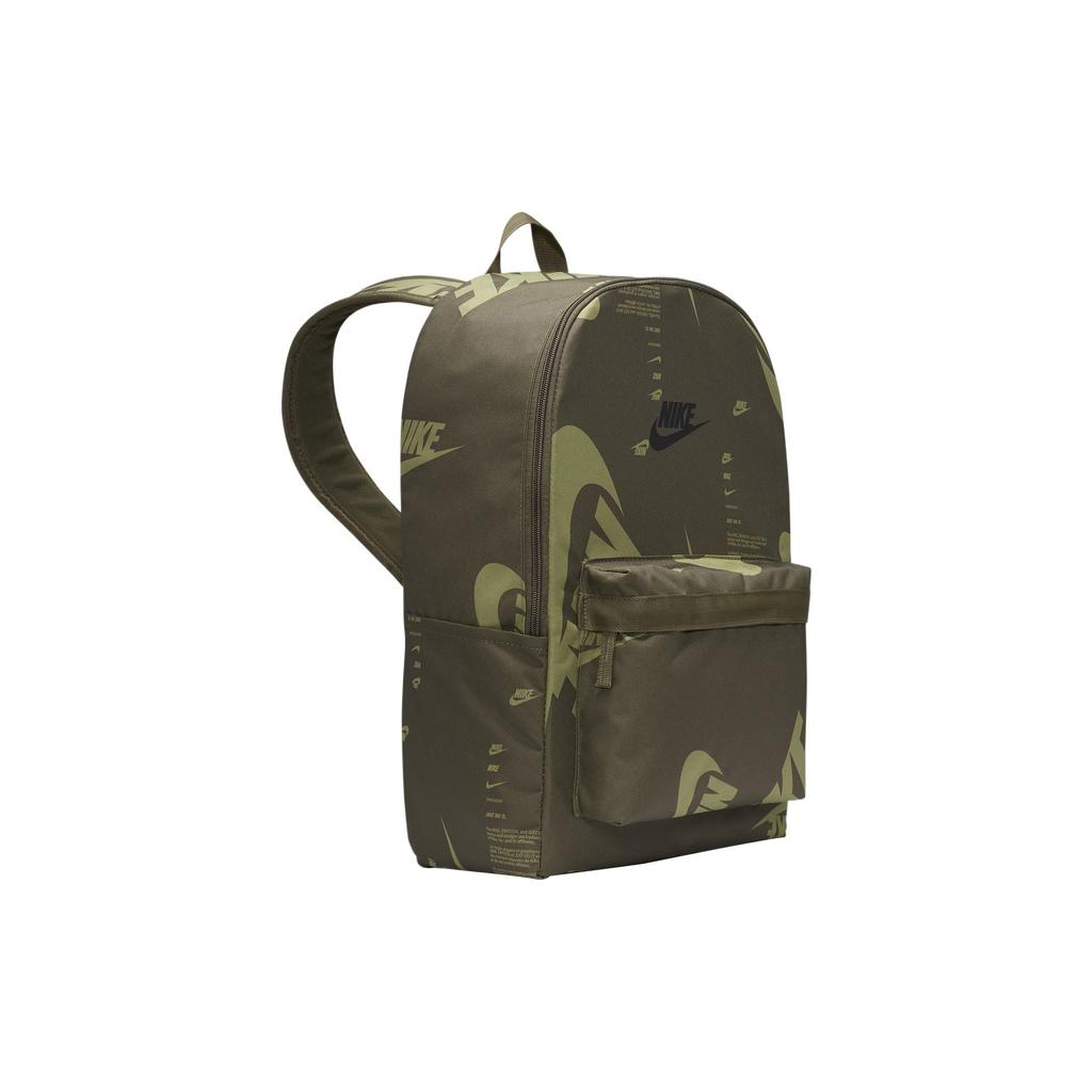 Nike Heritage Fashion Sports Portable Zipper Closure Letter Print Fabric Backpack Unisex Backpack Olive-Green DQ5956-222