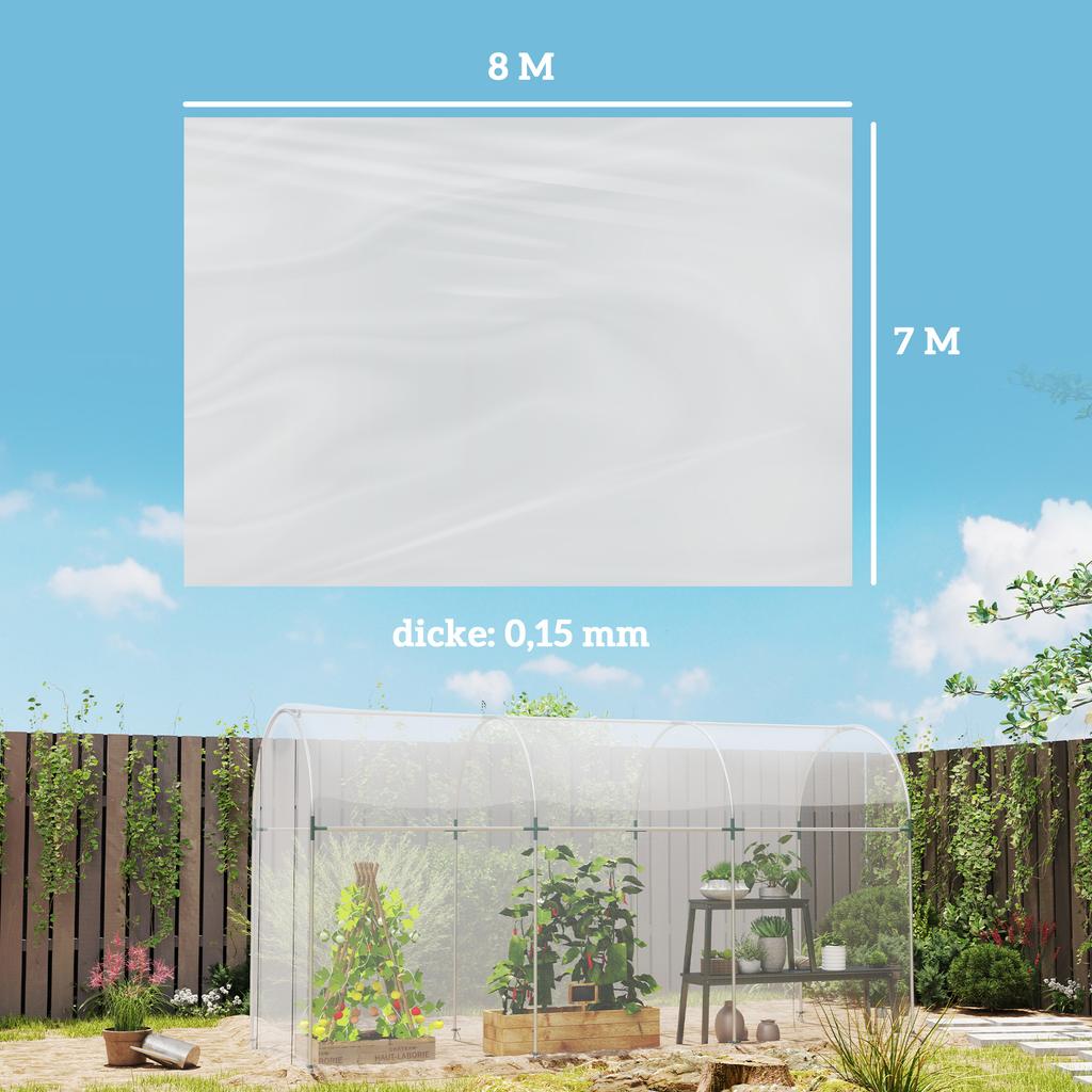 Greenhouse Cover Made of PE, Tarp for Covering Plants, UV Resistant, Waterproof, FILM ONLY 7 x 8 m