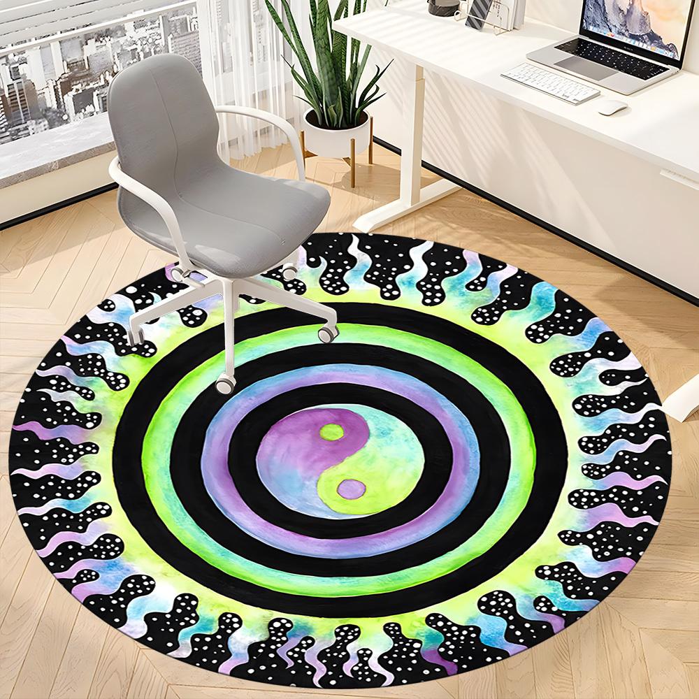 1pc Yin Yang Mandala Carpet for Office Non-Slip, Round Carpet, Soft & Comfortable, Carpet for Office, Lightweight Round Floor Mat yy251226078