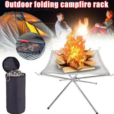 Edelstahl faltbare Lagerfeuer Lagerfeuerstelle Camping Holzofen Ständer Rahmen Feuergestell für Outdoor-Heizung