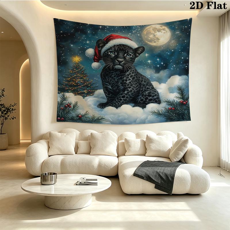 Weihnachtstiere Wandteppich, ästhetische bedruckte Stoffdecke, geeignet für Schlafzimmer, Wohnzimmer und Heimdekoration.