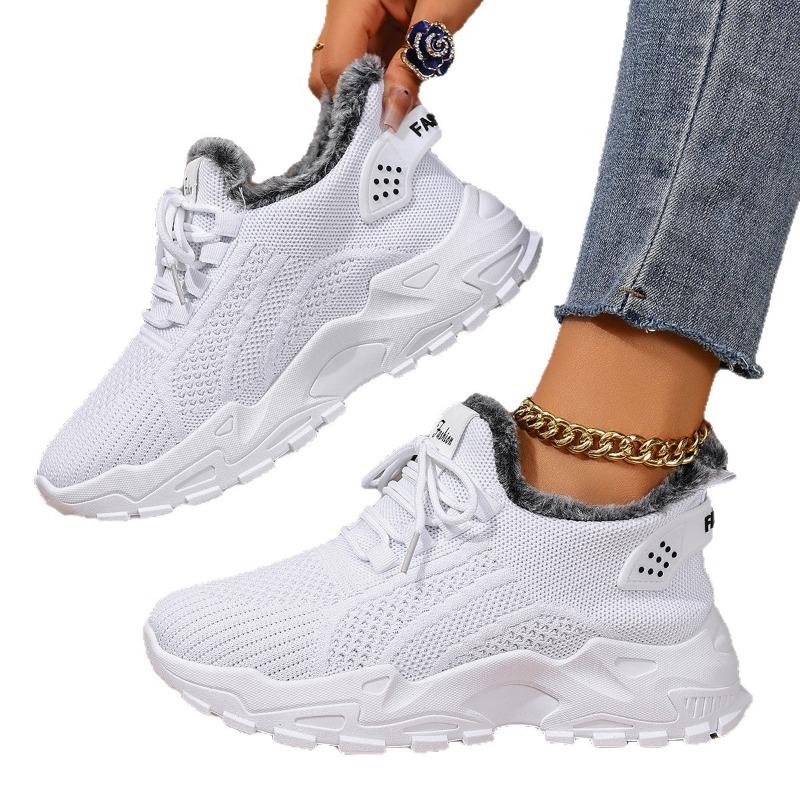 New Women's Athletic Cotton Boots with Fleece Lining Thickened, Slip-Resistant, Versatile Shoes