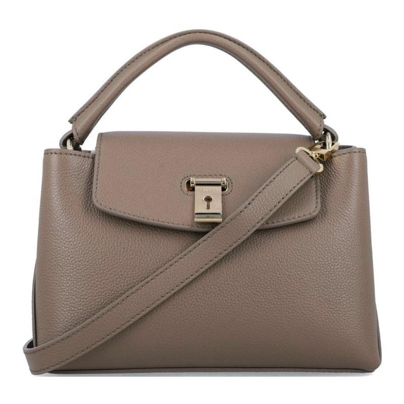 Bally Lock Me Gold Hardware Adjustable Detachable Shoulder Strap Pebbled Calfskin Crossbody Handbag Small Women Handbags Brown 6308614
