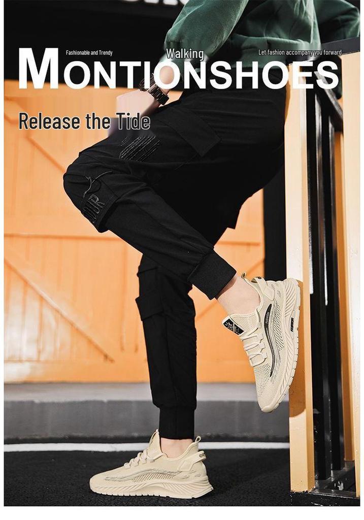 Flyknit Men's Breathable Summer Running Shoes - Soft Sole Casual Mesh Sneakers