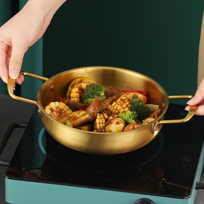 Stainless Steel  Pot With Double Handles Food Grade Perfect For Cooking Ramen Seafood Home Restaurant Use