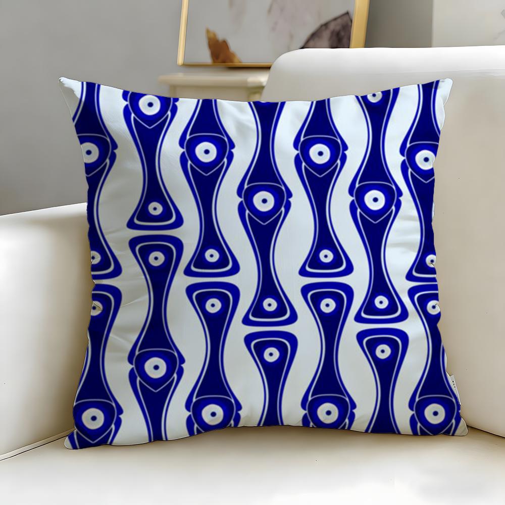 Fashion Eevil Eye Symbolew Cushion Cover Soft  EasyWash Pillow Case  Versatile for Couch Bed Travel and Office