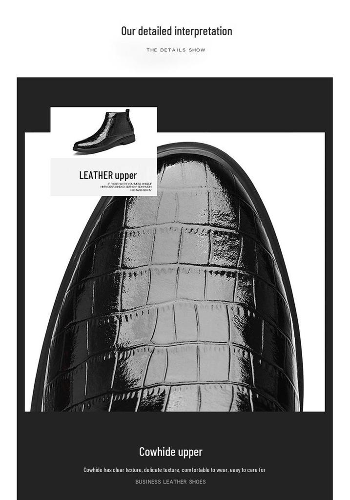 Plus Size 48 Casual Leather Chelsea Boots Men's Pointed Toe British Style
