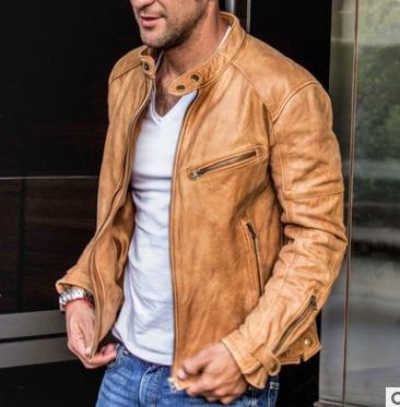 Men's leather jacket autumn and winter new color casual zipper decorative PU leather jacket jacket men