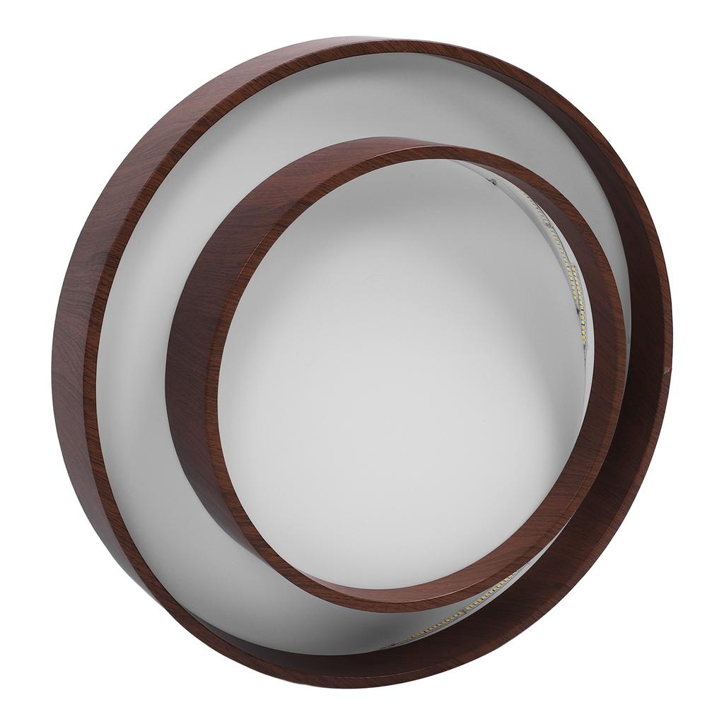 LED Ceiling Light Fixture Walnut Wood Grain Flush Mount Round Remote Control Light 3 Color