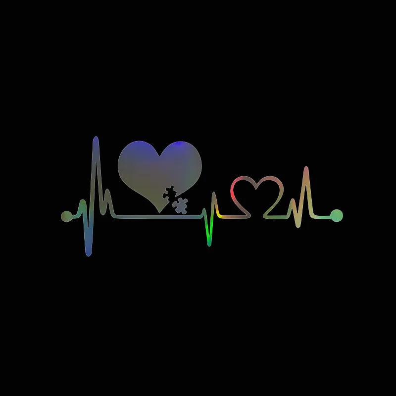 16x7cm Heartbeat Love EKG Car Sticker Auto Body Bumper Windows Motorcycle Laptop Walls Vinyl Film Decal Car Tuning Accessories