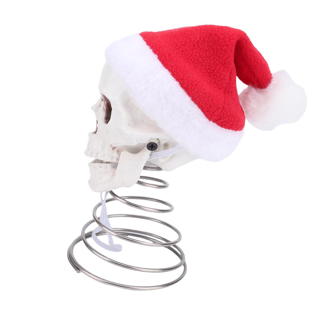 Xmas Tree Topper Skull with Hat 7.48 Inch Xmas Tree Topper Skeleton Ornament Spooky Decoration for Home Party Festival