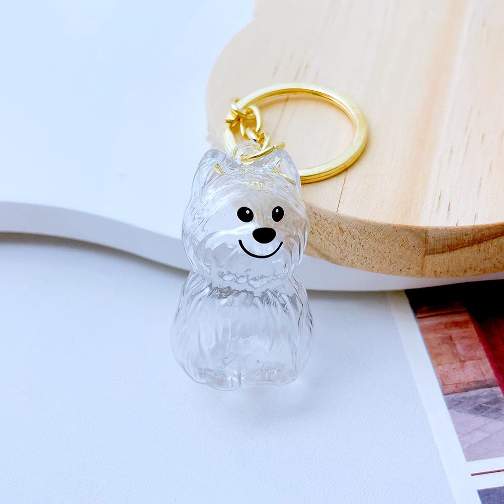 50pcs Cute Transparent Plastic Keychain Dog Hair Storage Keyring Bag Car Pendant For Family Member Souvenir Gift