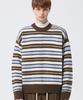 TRILLION Washable Hairy Stripe Crewneck Knit_Brown