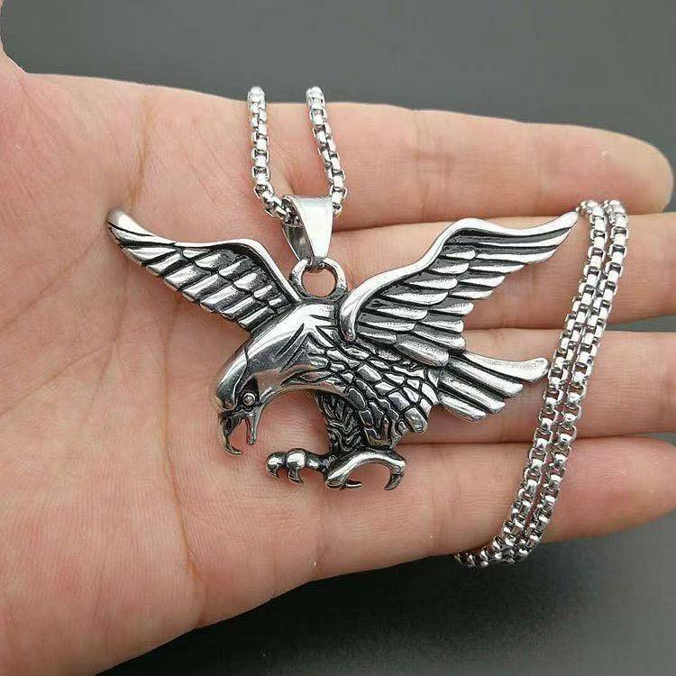 Vintage Eagle Pendant Necklace, Men's Punk Hip Hop Streetwear Jewelry