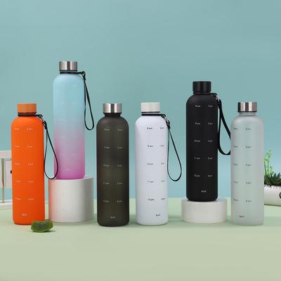 Vibrant Gradient Frosted Water Bottle with Rope Handle, Large Capacity, Portable for Outdoor Use