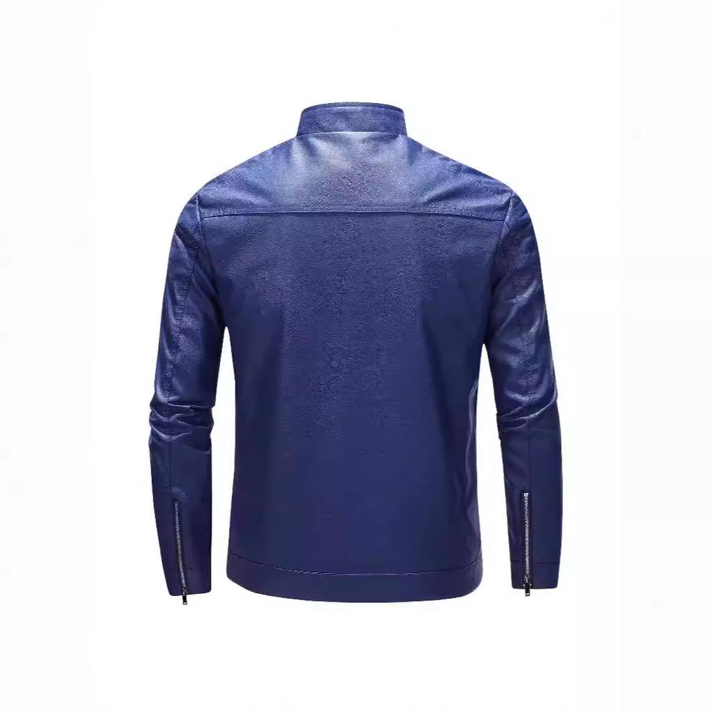 Stand collar leather jacket for men, motorcycle jacket, autumn/winter new leather jacket, slim-fit, stylish men's wear