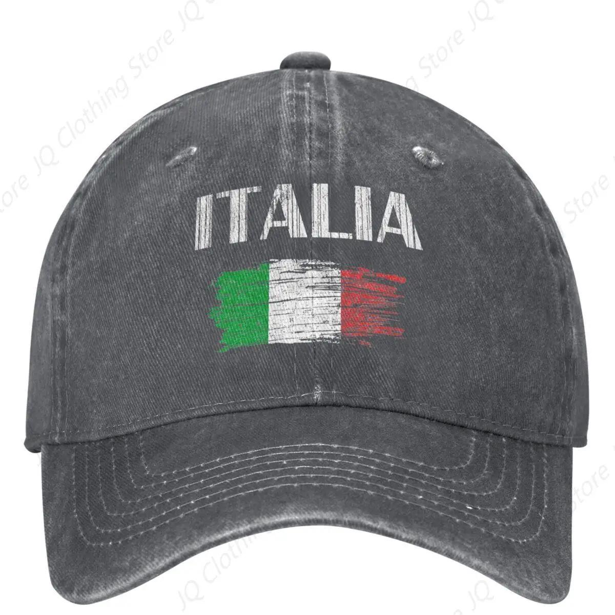 The best product for you Italiaanse Vlag Vintage Denim Baseballpet Itali&euml; Souvenir Coole Nationale Outdoor Sport Trucker Pet Zomer Heren Retro Baseballpetten Adjustable donkergrijze kleur