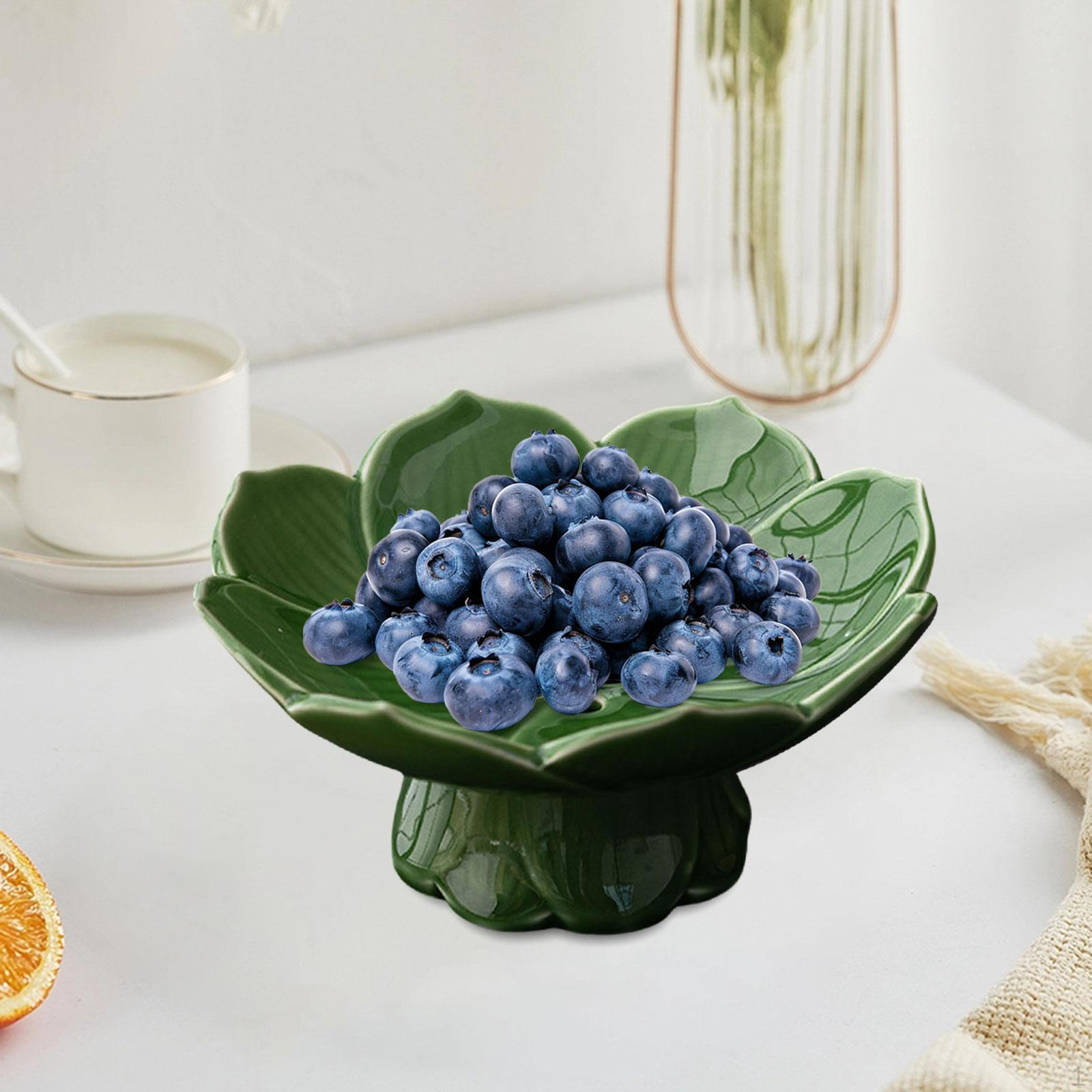 

Ceramic Fruit Bowl Dessert Candy Display Tray Buffet Draining Lotus Snack with Drainage for Green