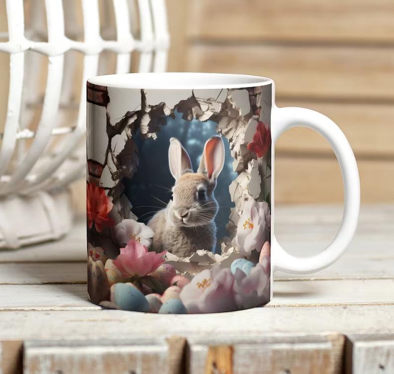 

3D Счастливой Пасхи Кролик Яйцо Яйцо Керамическая Кофейная Кружка Чайная Чашка 301-400ml