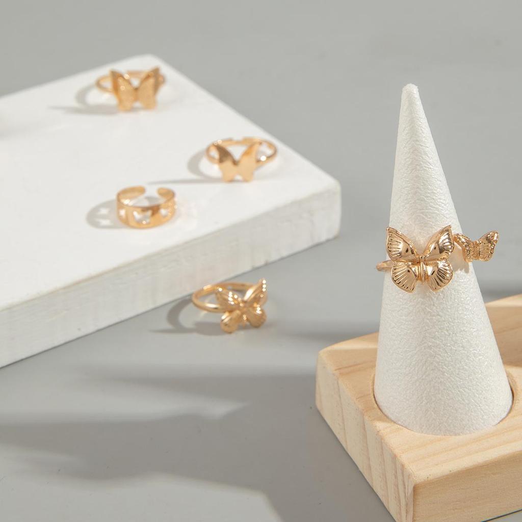 Cross Border Fashion Design Butterfly Opening Multi Joint Ring Set, Niche Elegant Heart Ring