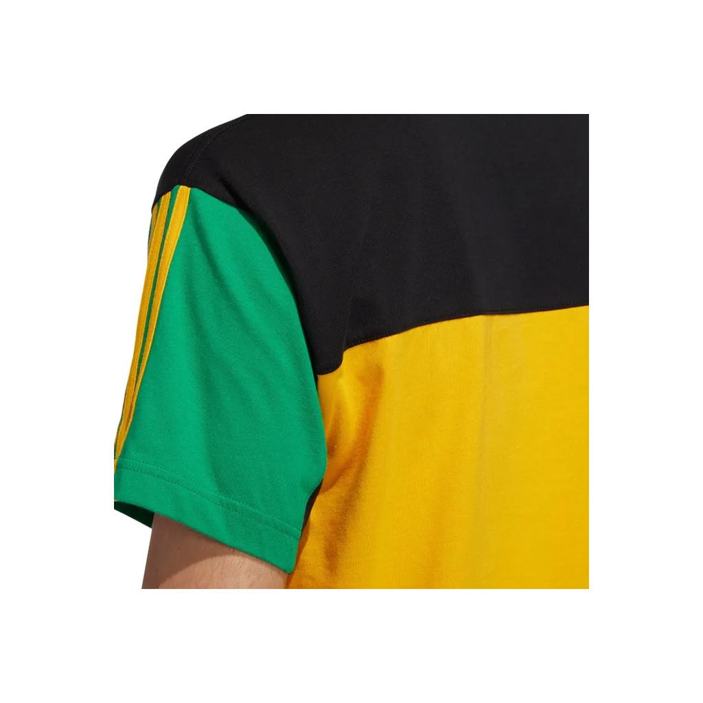 Adidas Originální barevně blokované pruhované všestranné jednoduché tričko s kulatým výstřihem a krátkým rukávem Unisex topy Vibrantní-zlatá GD2084