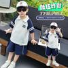 New handsome polo shirt short sleeved two-piece set for boys' summer sports suit, stylish boys' summer suit
