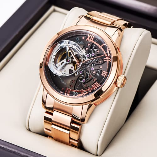 OBLVLO Automatic Casual Watch Men's Rose Gold Skeleton Watch VM (VM-PBP)