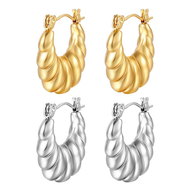 Korean Version of The Trend Style High-end New 18k Gold Electroplated Stainless Steel Unisex Earrings Earrings