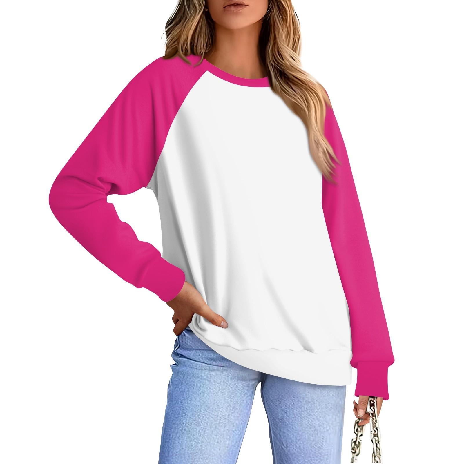 

Женская повседневная модная блузка с длинным рукавом и круглым вырезом с принтом и рукавом реглан XL