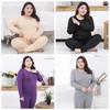 Long Sleeve Oversized Thermal Underwear Solid Color Long Johns Set Women  Winter