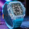 Relógio Masculino TINAIBIN 2024 Novo Design Transparente Tonneau para Homens À Prova d'Água Luxo Esporte Ao Ar Livre Relógio de Pulso Montre Homme