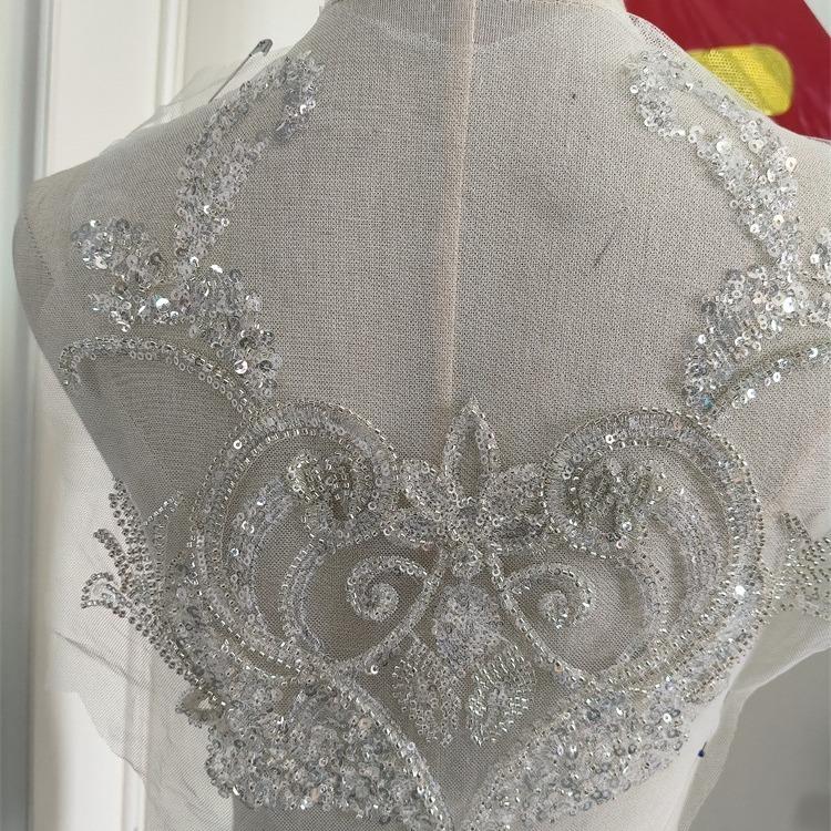 White Gold Bead Embroidery Applique Heavy Industry Accessories, Dress Decoration Accessories Diy Wedding Accessories Embroidery Applique