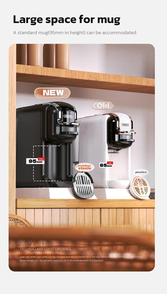 Multiple Capsule Coffee Machine, Hot/Cold Dolce Gusto Milk Nespresso Capsule ESE Pod Ground Coffee Cafeteria 20Bar 5 In 1