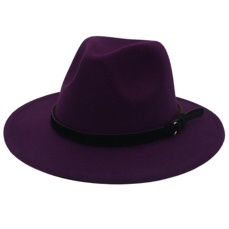 

Белая и черная панама джазовая шляпа с широкими полями из имитации шерсти - женская осенне-зимняя шляпа в британском стиле M (56-58cm)