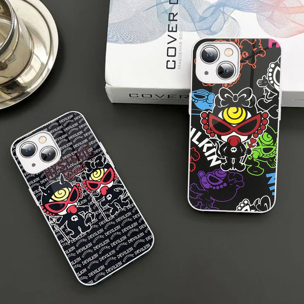 Japan Fashion H-Hysteric M-Mini For iPhone 14 13 12 Mini 11 Pro XS Max X XR 14 Plus Tempered Glass Cover