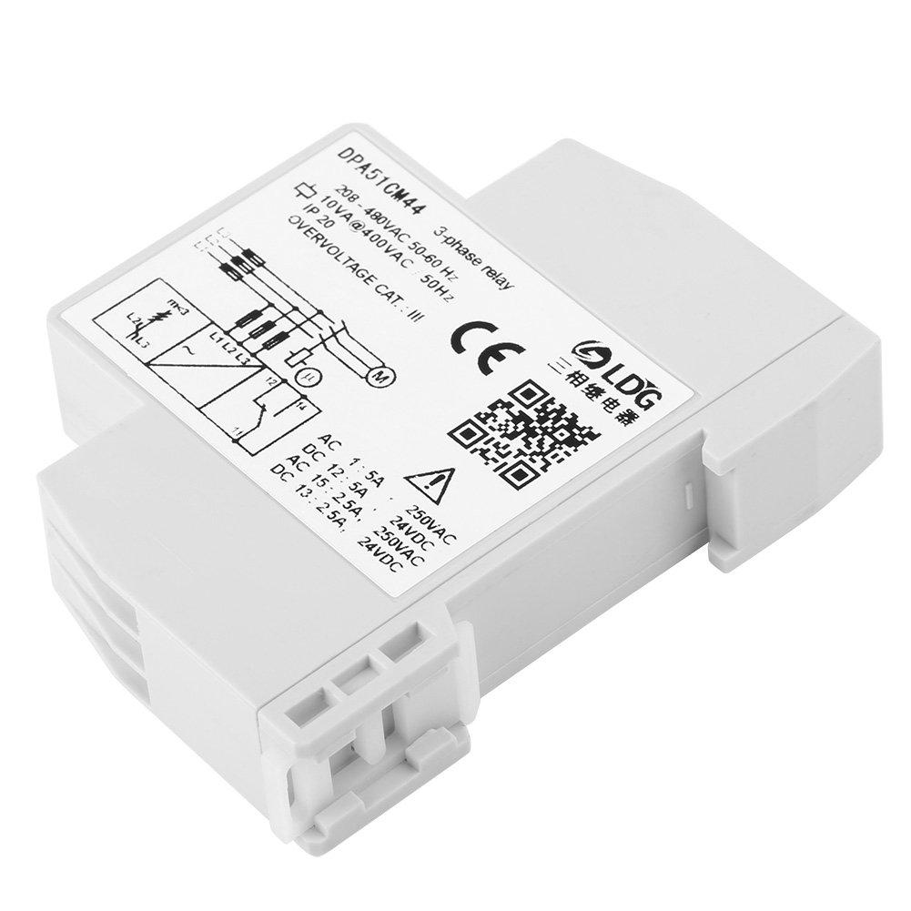 EVTSCAN Latest DPA51CM44 3-Phase Monitoring Relay, CurrentVoltage Monitoring Relay Phase Sequence Protector for ThreePhase System, Without Neutral,