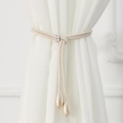 2 Pezzi Fascette per Tende Stile Boho Fatte a Mano in Cotone Naturale Lino Legami per Tende Decorativi Supporto per Tende Portasciugamani da Balcone