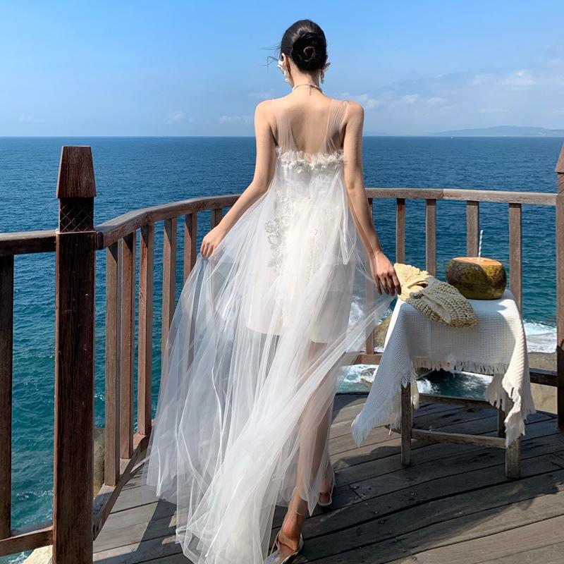 Mori Morning Robe Female Bride Super Fairy Korean Tube Top Light Wedding Dress Going Out Dress Travel Photo White Beautiful Engagement Dress