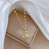Titanium Steel Planet Love Light Luxury Temperament Full Diamond Necklace Women'S Versatile Clavicle Chain Titanium Steel Chain