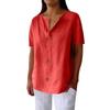 Spring Autumn New Women's Loose V-neck Button T-shirt Comfortable Casual Blouse Top