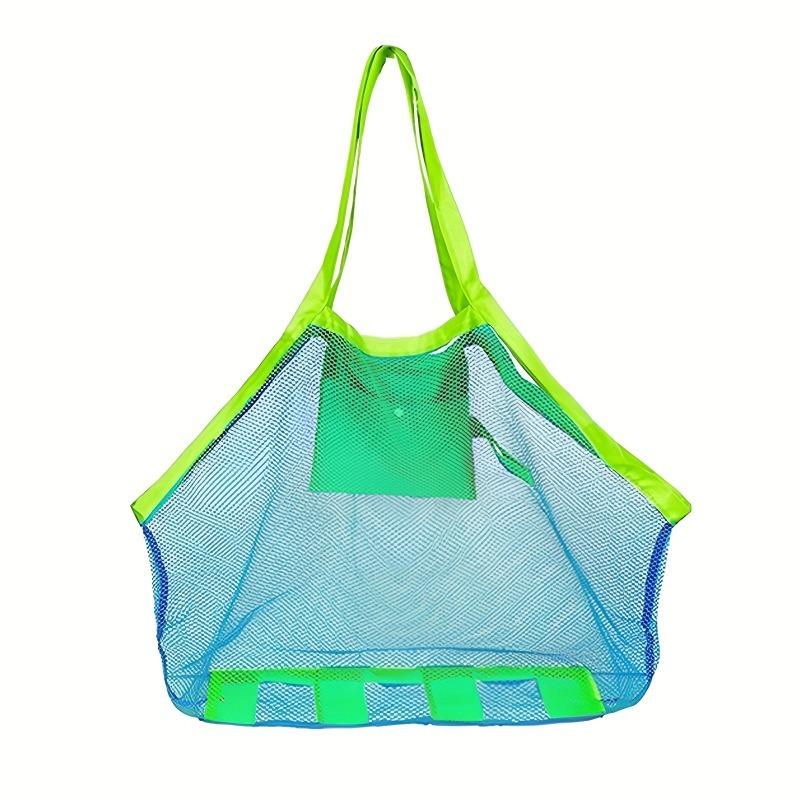 1pc Multicolor Large Mesh Beach Bag, Sand-Away Portable Tote With Convenient Hanging Hole, Breathable  Foldable Storage For Toys