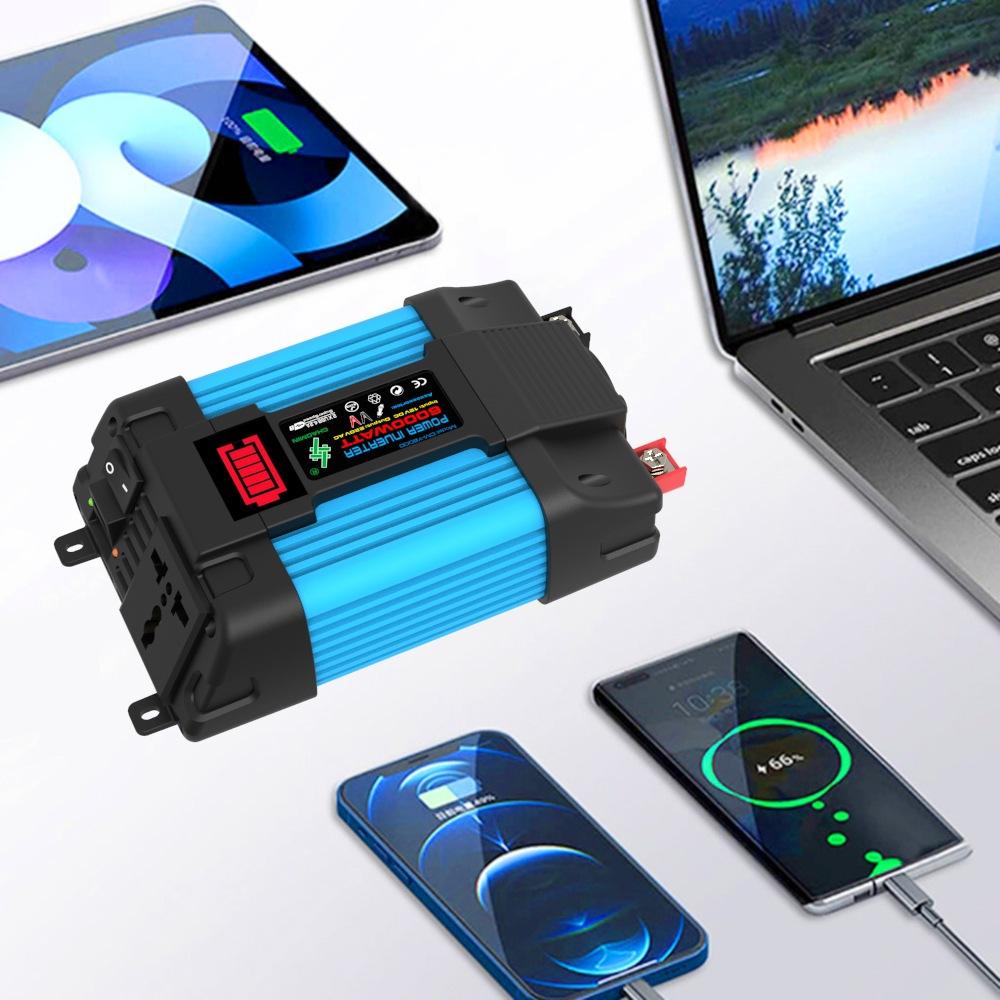 Auto Power Inverter LED Napěťová kapacita Displej Transformátor Konvertor 12V na 110/220V Duální USB invertor pro automobilové spotřebiče 4000W/6000W