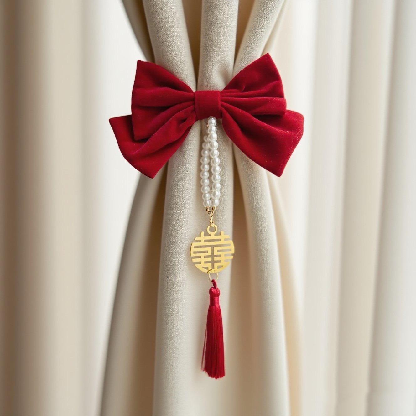 

Elegant Wedding Curtains Tiebacks: Premium Red Decor for Living Room, Bedroom, or Wedding.