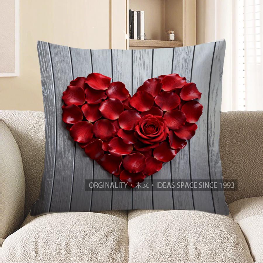 

Home Decor Heart Of Red Rose Petals Decorative Pillow Pattern Cushion Cover Suitable For Sofa Bedroom Car Pillow Cover 40x40cm